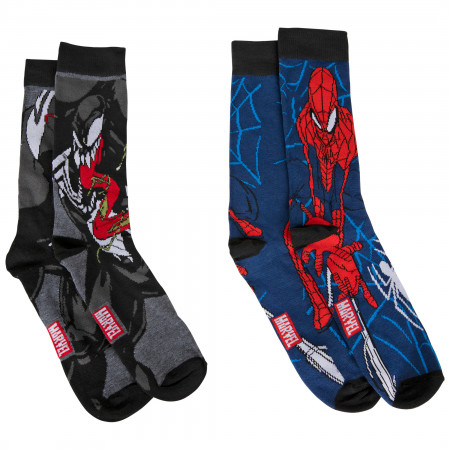Spider-Man And Venom Characters 2-Pack Crew Socks